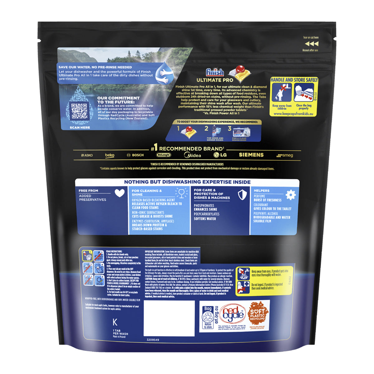 Finish Ultimate Pro 224 Baking Soda Dishwasher Tablets