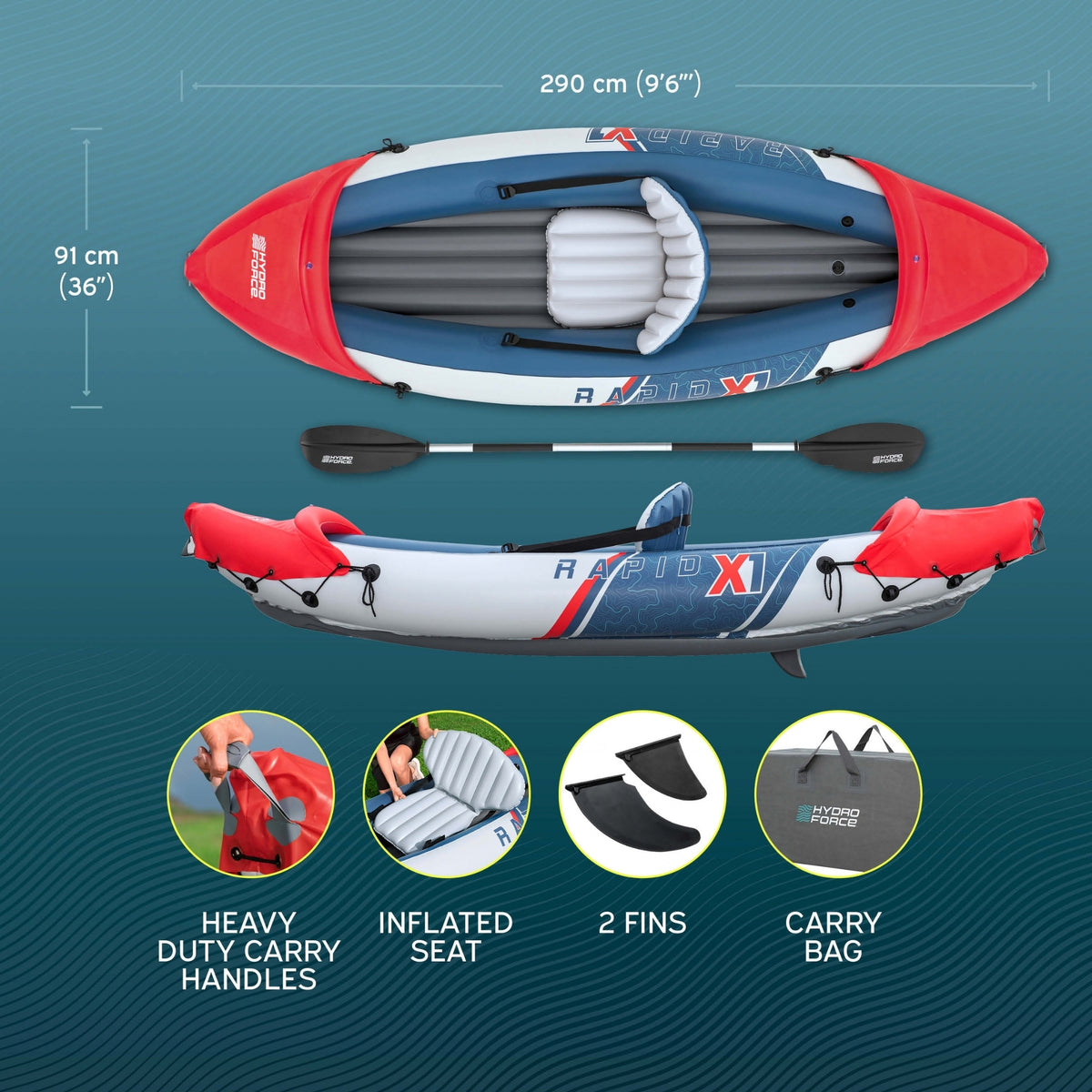 Hydro Force Rapid X1 Inflatable Kayak Set
