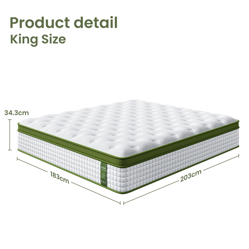 BedStory 34cm King Latex Hybrid Mattress Medium Firm