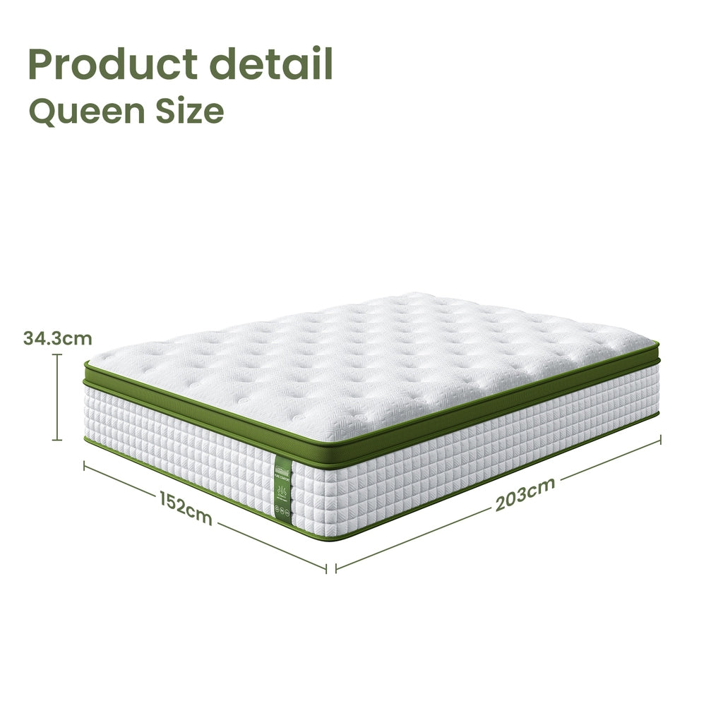 BedStory 34cm Queen Latex Hybrid Mattress Medium Firm XFGH