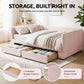 Artiss Single Extendable Daybed with 2 Storage Drawers, Pink