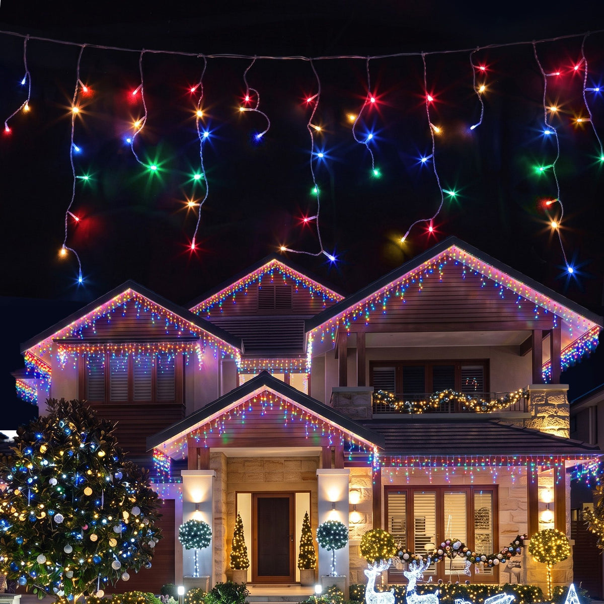 Christmas Lights Icicle Light 32M 960 LED Multi-Coloured - HomeMyGarden