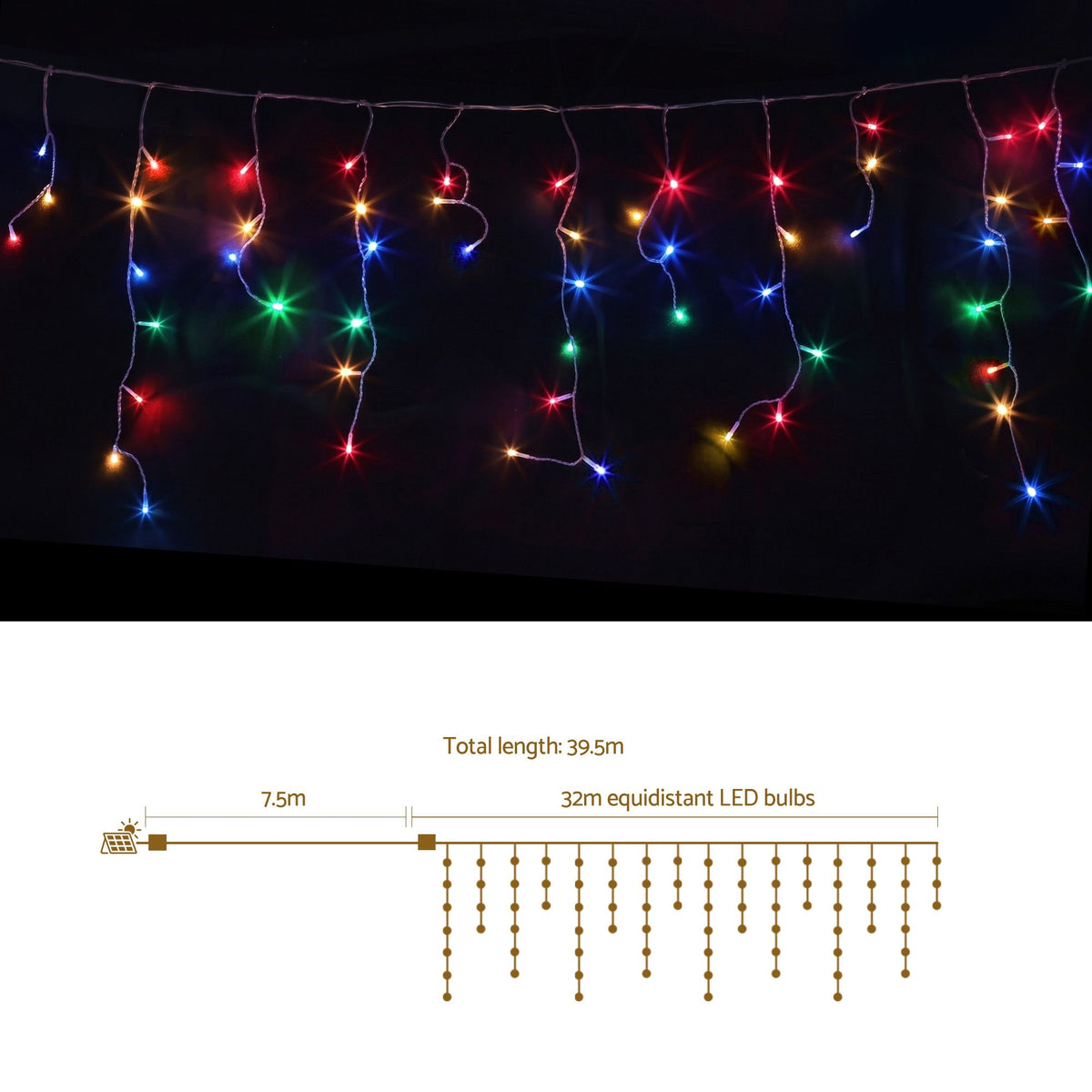 Christmas Lights Icicle Light 32M 960 LED Multi-Coloured - HomeMyGarden