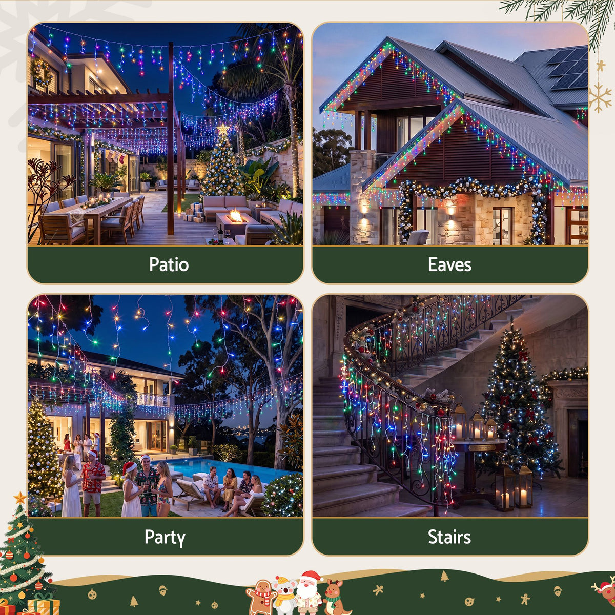 Christmas Lights Icicle Light 32M 960 LED Multi-Coloured - HomeMyGarden