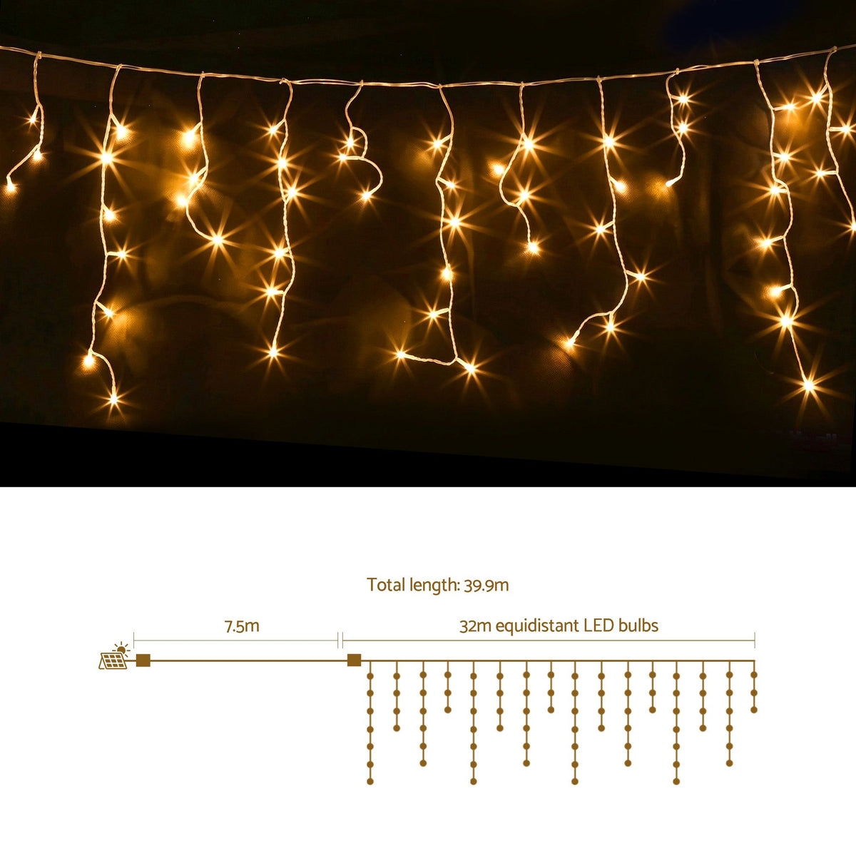 Christmas Lights Icicle Light 32M 960 LED Warm White - HomeMyGarden