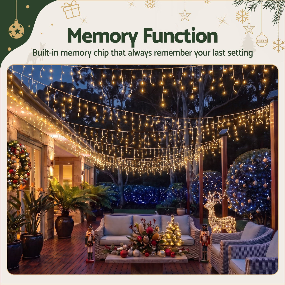 Christmas Lights Icicle Light 32M 960 LED Warm White - HomeMyGarden