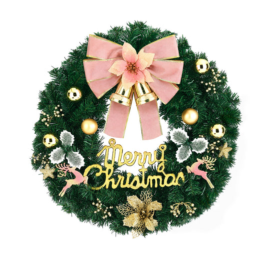Christmas Wreath 60CM Garland with Flowers and Baubles Party Decorations