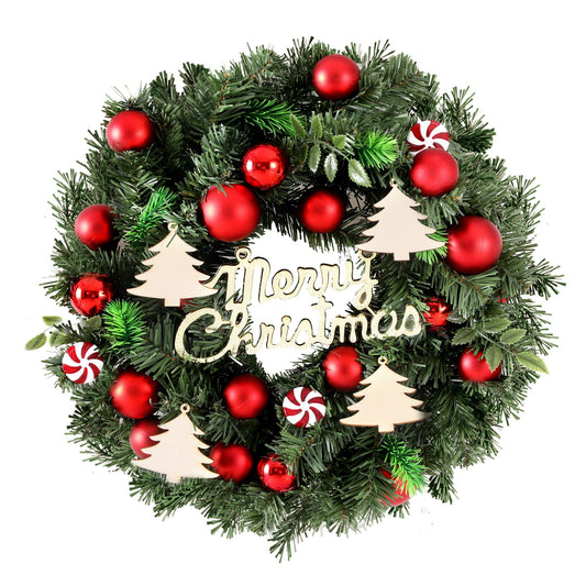 Christmas Wreath 40CM Xmas Garland with Baubles & Ornaments - Party Decor