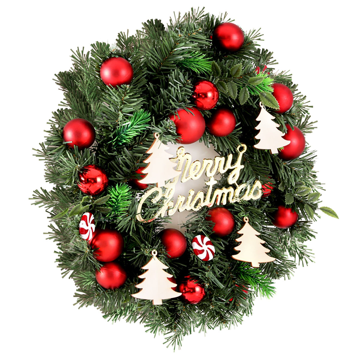 Christmas Wreath 40CM Xmas Garland with Baubles & Ornaments - Party Decor