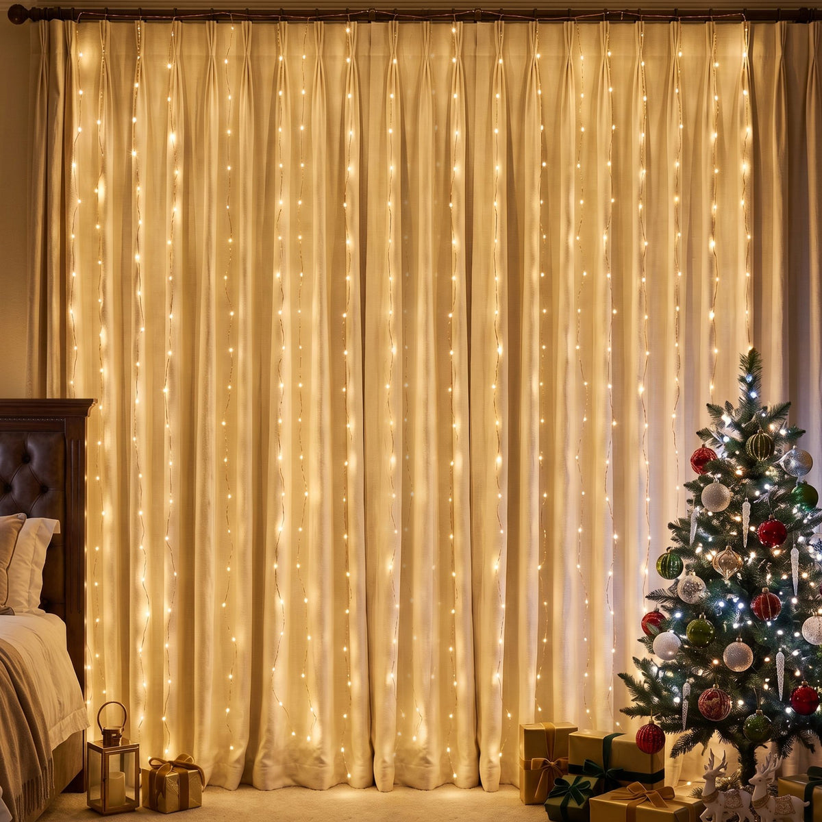 Christmas Curtain Lights 6X3M 600LED Warm White