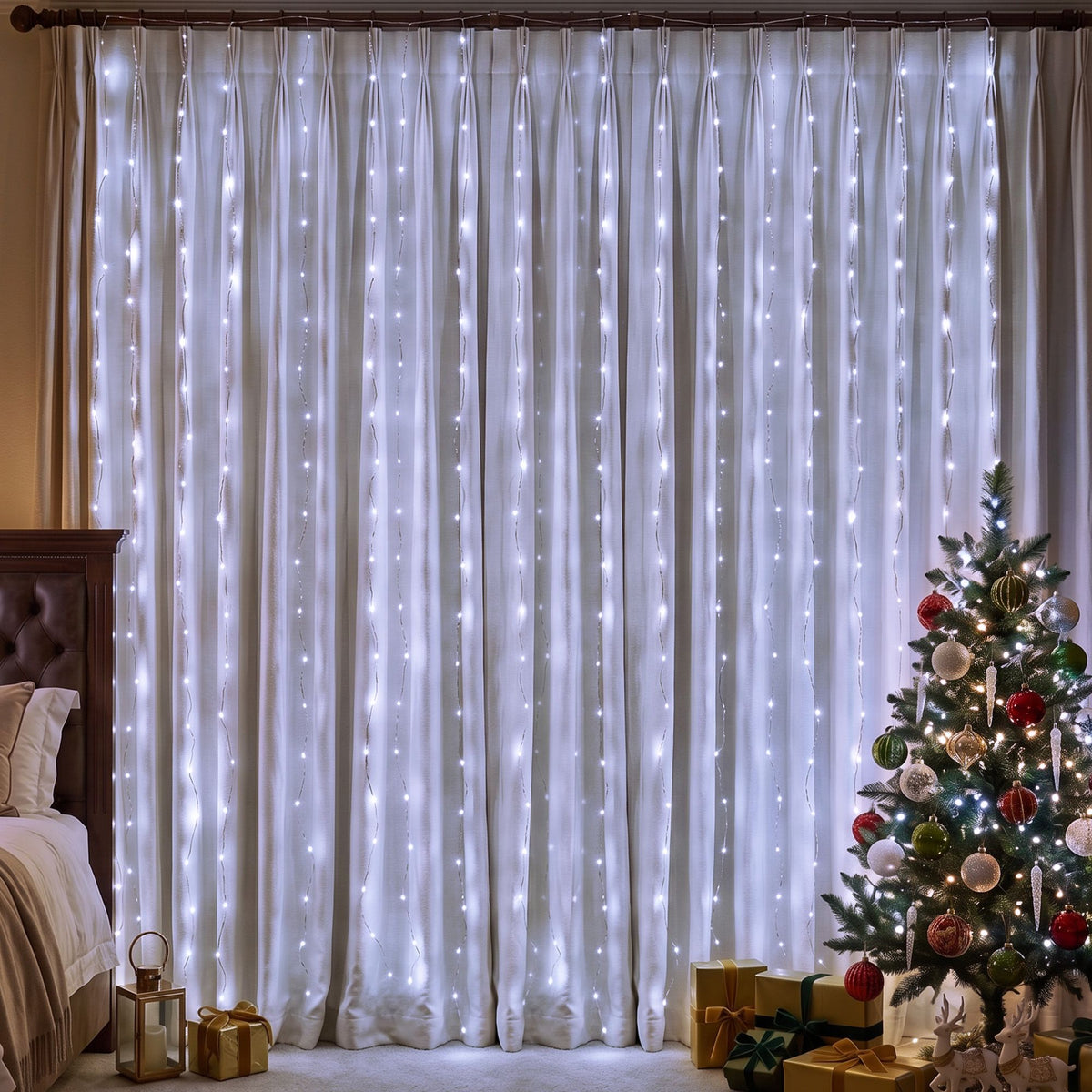 Christmas Curtain Fairy Lights 6x3M 600 LED - Party Wedding Cool White