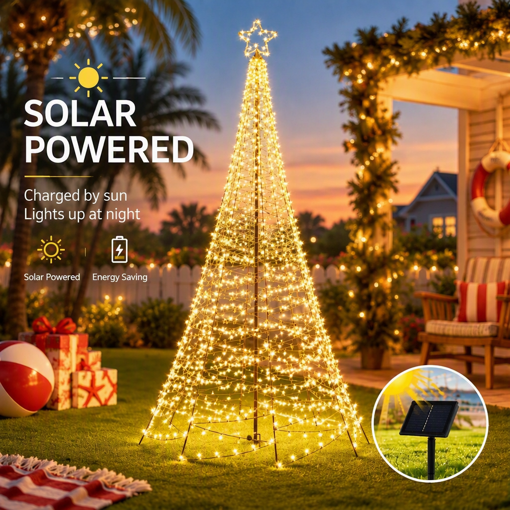 3.6M Christmas Tree 800 LED Solar Net Lights Jingle Jollys