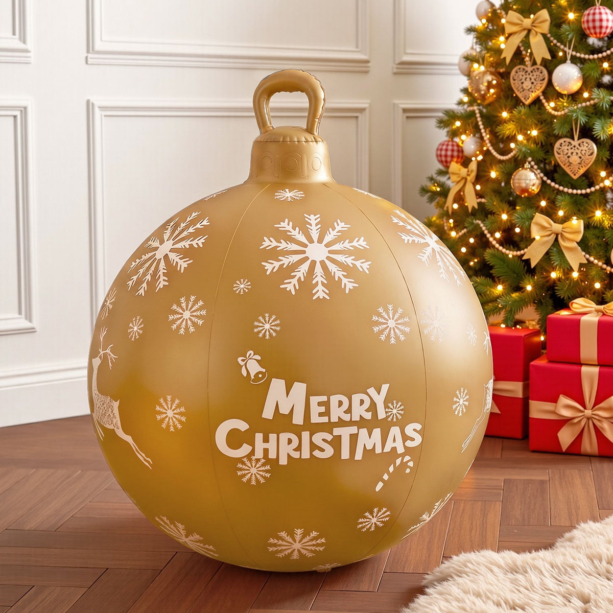 Christmas Inflatable Ball 60cm Decoration Giant Bauble - Gold