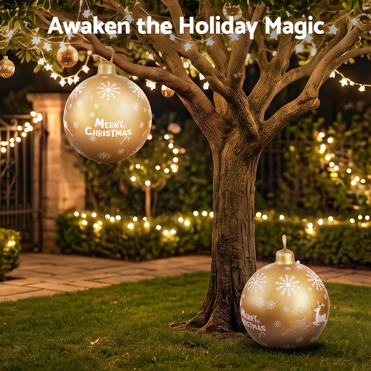 Christmas Inflatable Ball 60cm Decoration Giant Bauble - Gold