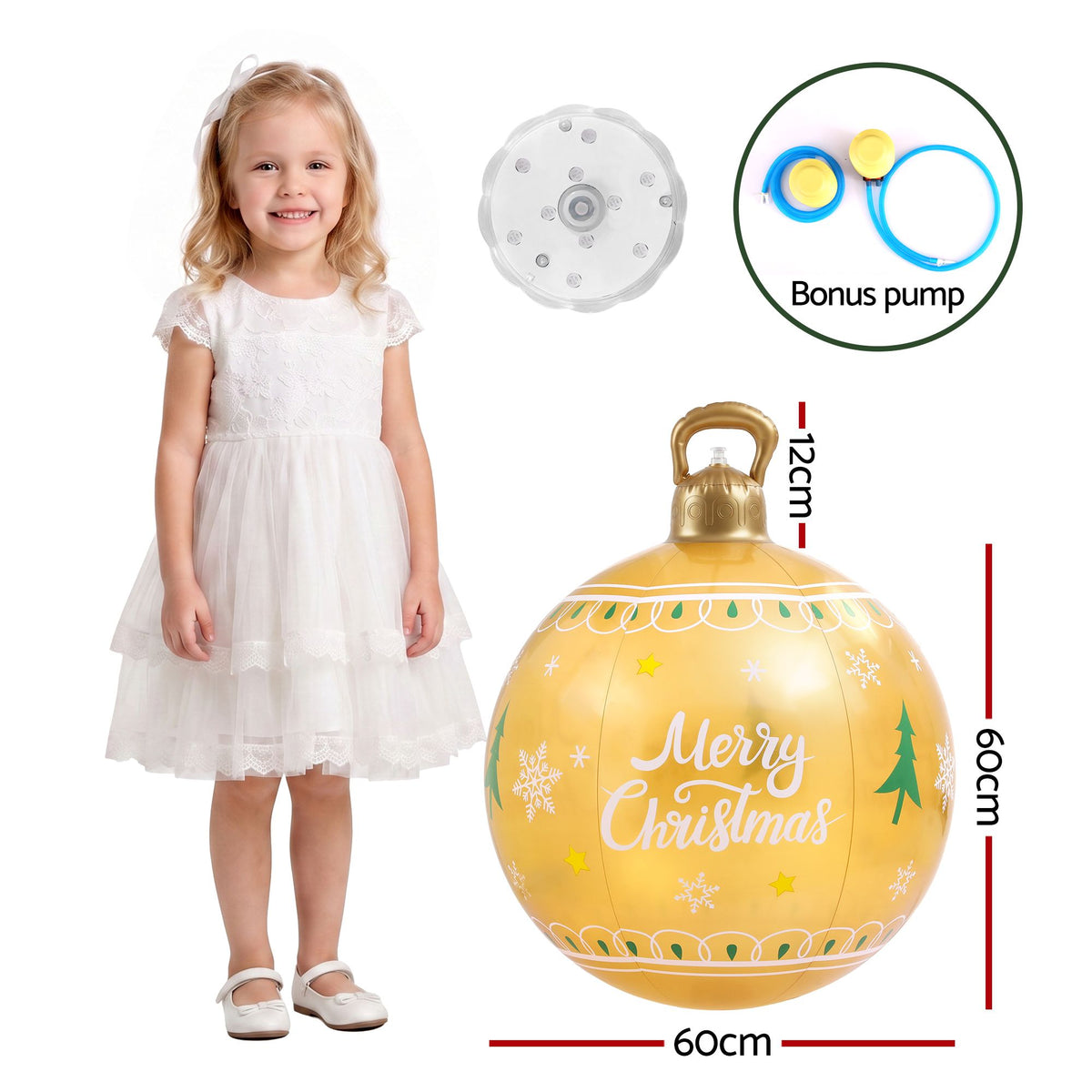 Christmas Inflatable Ball 60CM LED Illuminated Xmas Decoration