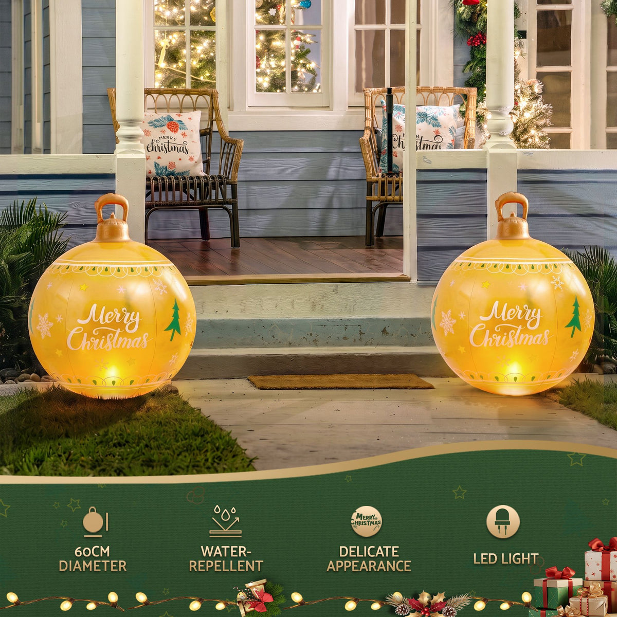 Christmas Inflatable Ball 60CM LED Illuminated Xmas Decoration
