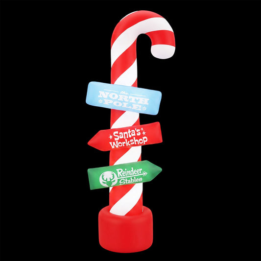 Christmas Inflatable Santa Guide Candy Pole 2.4M - Xmas Decor LED