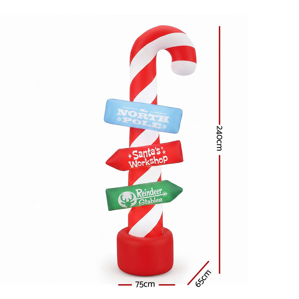 Christmas Inflatable Santa Guide Candy Pole 2.4M - Xmas Decor LED