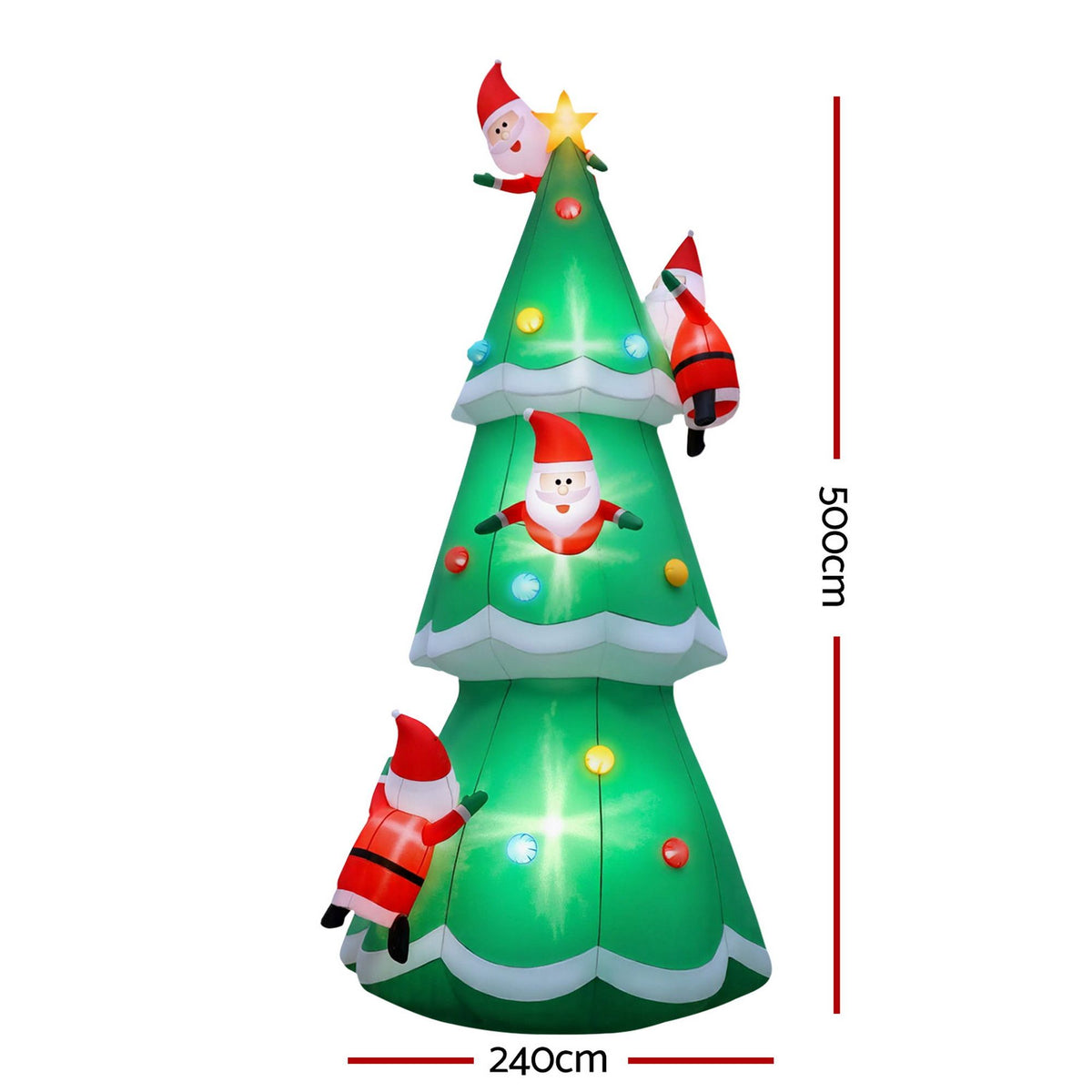 Christmas Inflatable Santa on Christmas Tree 5M Xmas Decor LED