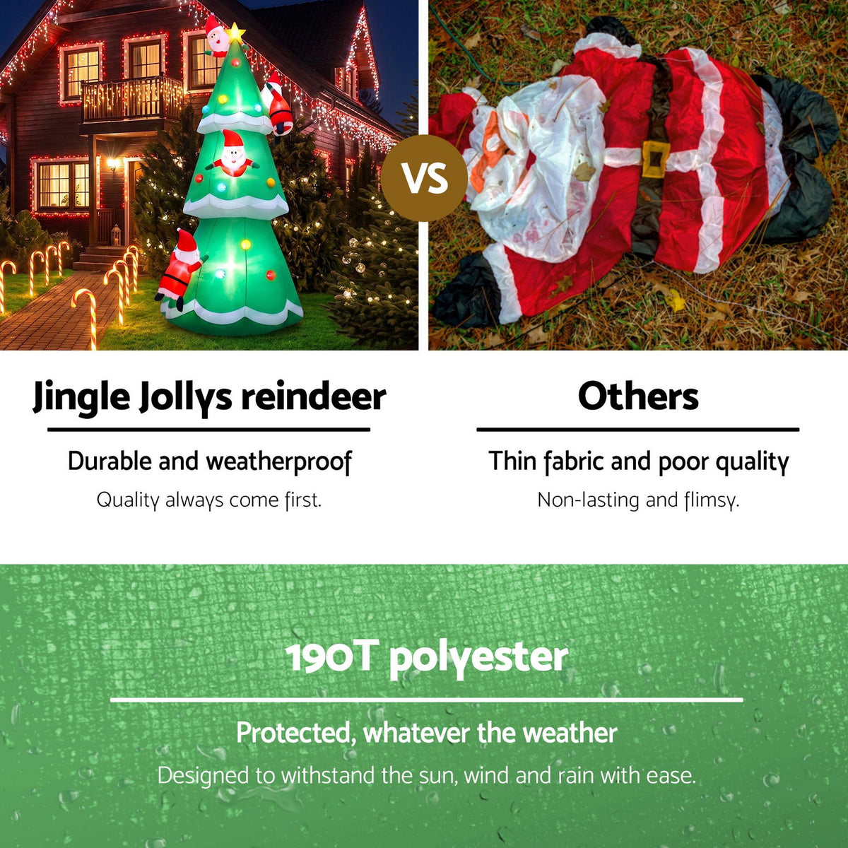 Christmas Inflatable Santa on Christmas Tree 5M Xmas Decor LED