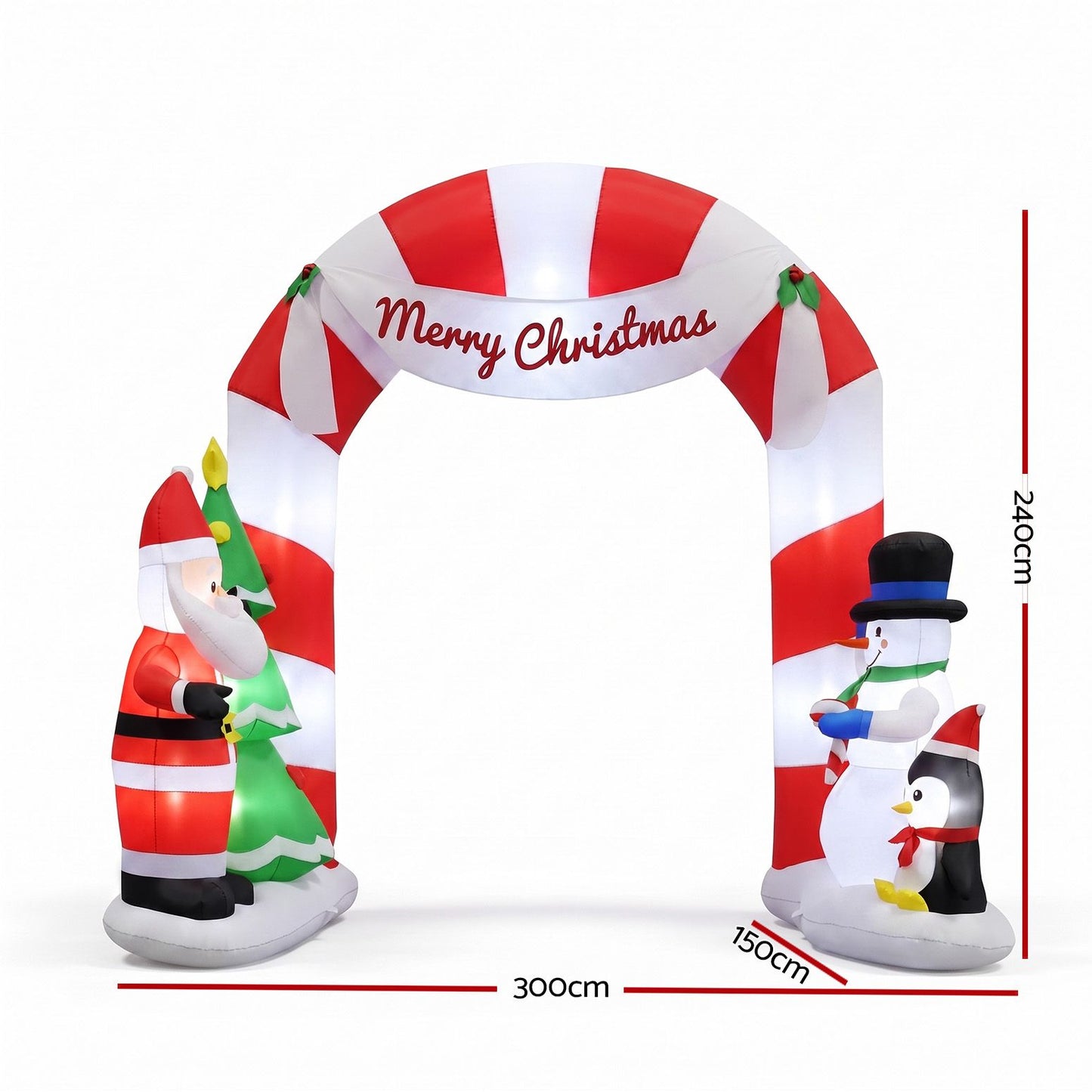 Christmas Inflatable Archway 3M with Santa Xmas Decor LED