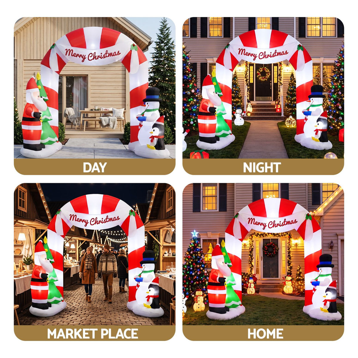 Christmas Inflatable Archway 3M with Santa Xmas Decor LED