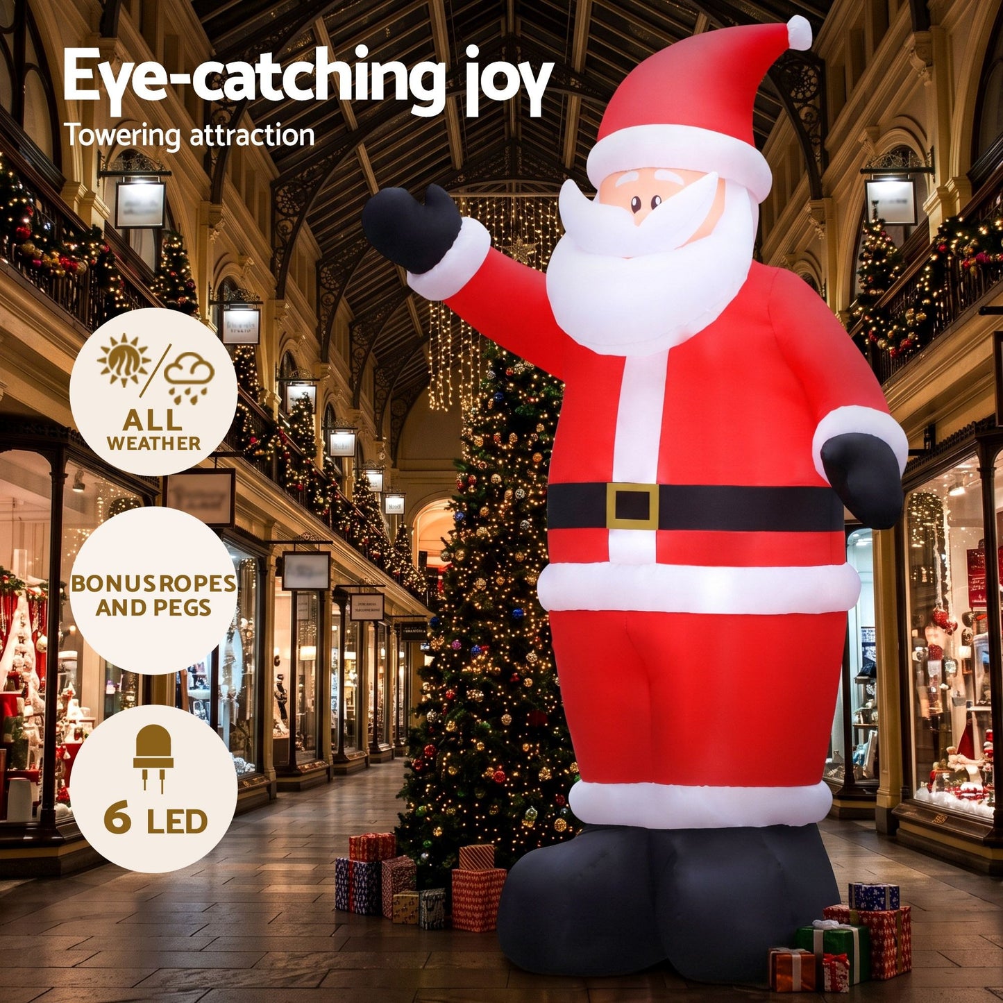 Christmas Inflatable Santa 5M Outdoor Air-Powered Light Decoration