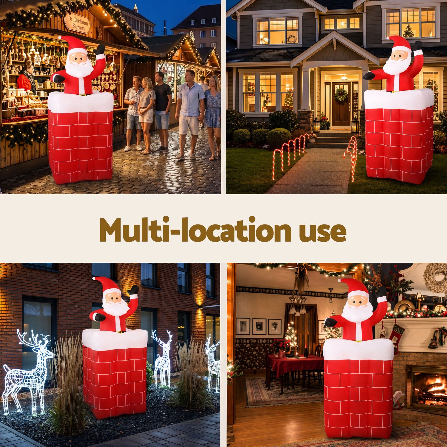 Christmas Inflatable Archway with Santa - 1.8M Xmas Decor LED