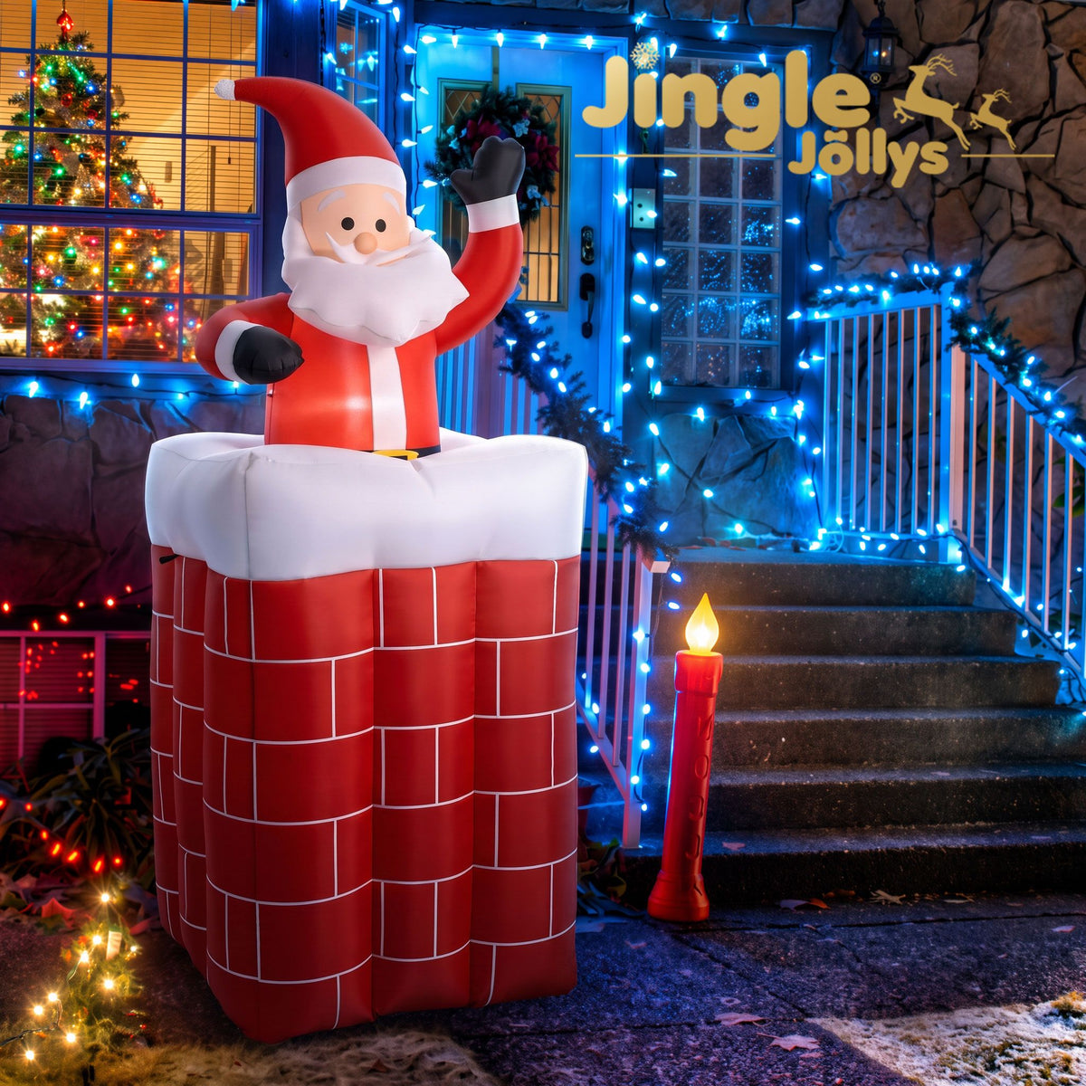 Christmas Inflatable Archway with Santa - 1.8M Xmas Decor LED
