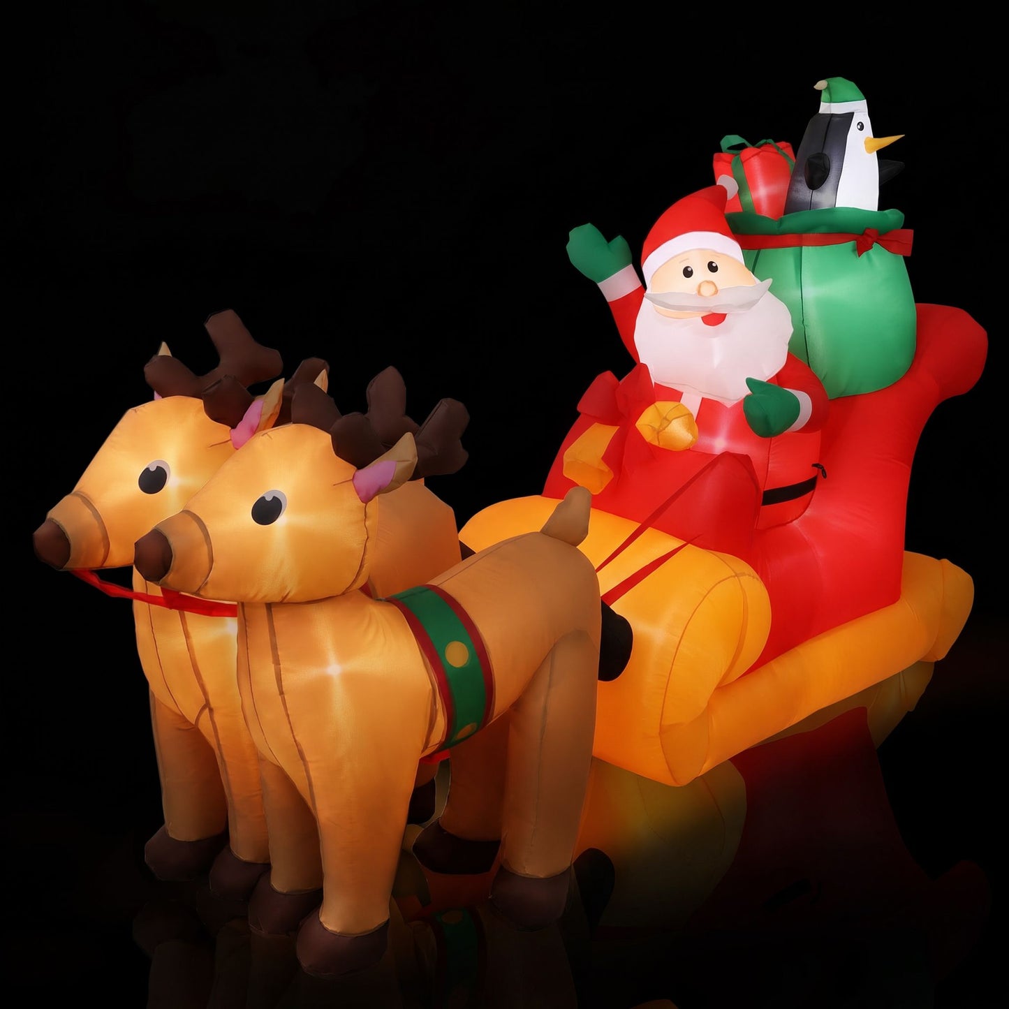 Christmas Inflatable Santa Sleigh Ride Reindeer Deer - 2.2M Decor