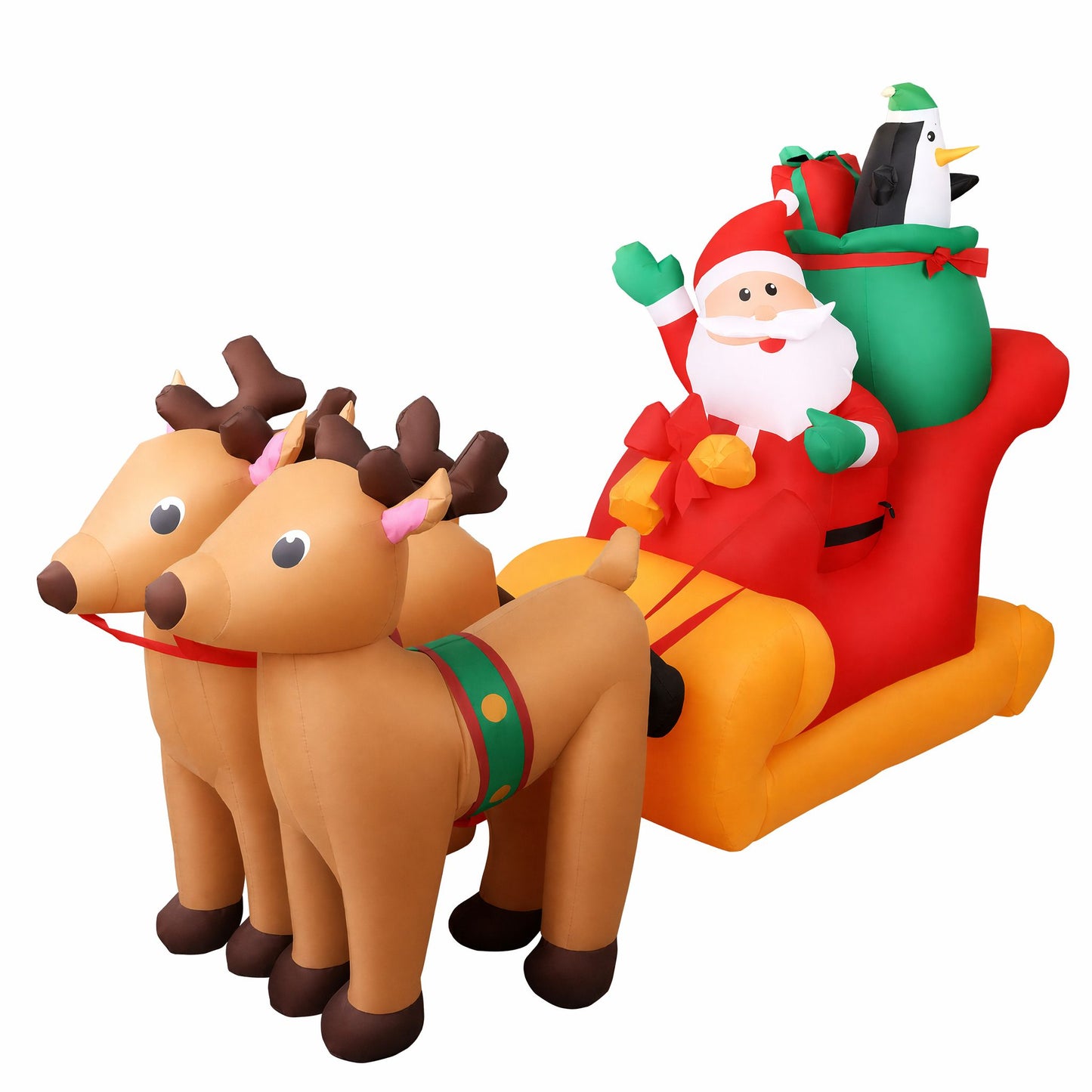 Christmas Inflatable Santa Sleigh Ride Reindeer Deer - 2.2M Decor