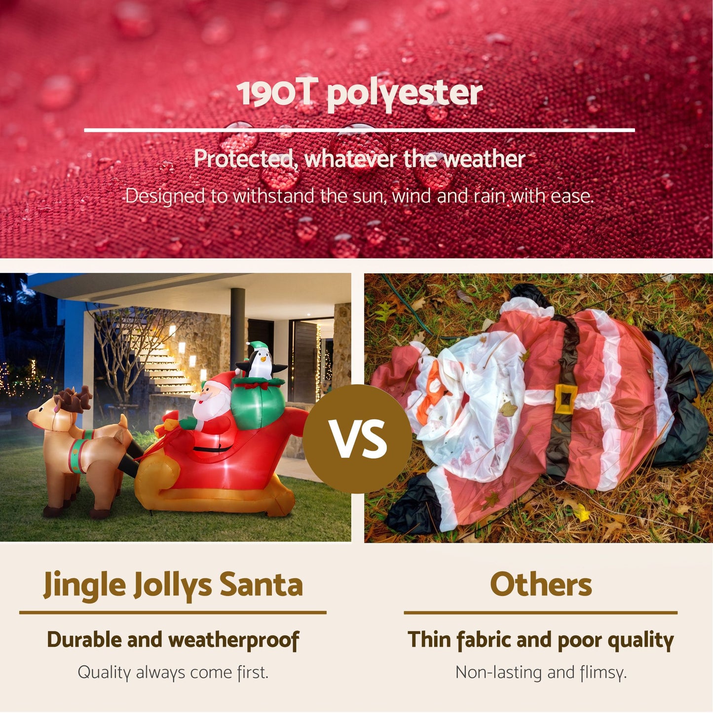 Christmas Inflatable Santa Sleigh Ride Reindeer Deer - 2.2M Decor