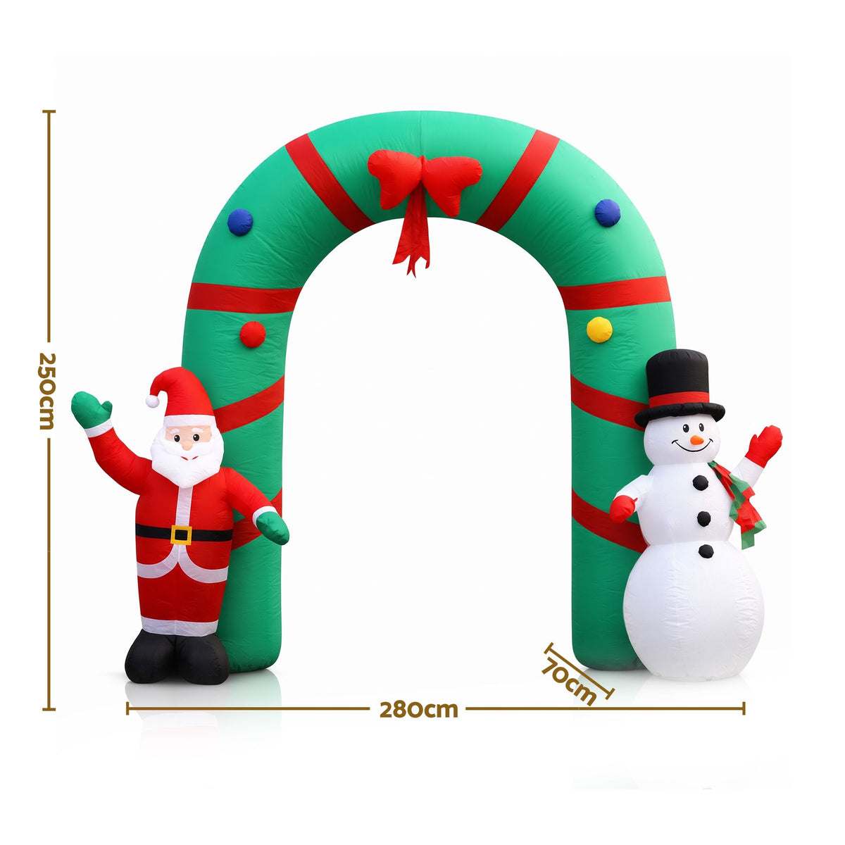 Christmas Inflatable Giant Archway Santa Snowman - 2.8M Light Decor