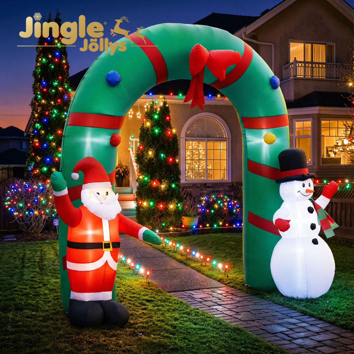 Christmas Inflatable Giant Archway Santa Snowman - 2.8M Light Decor