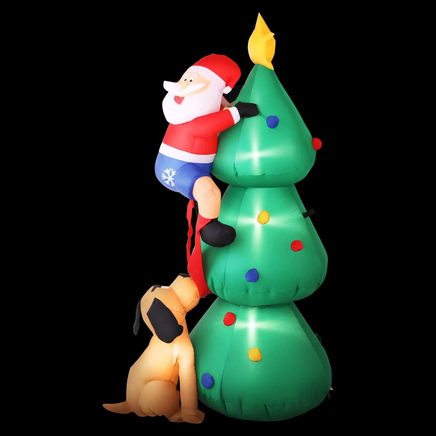 Christmas Inflatable Santa on Tree - 1.8M Xmas Decor with Lights