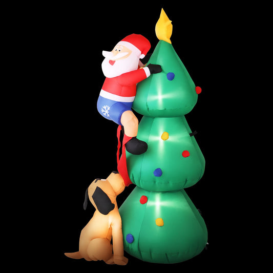 Christmas Inflatable Santa on Tree - 1.8M Xmas Decor with Lights