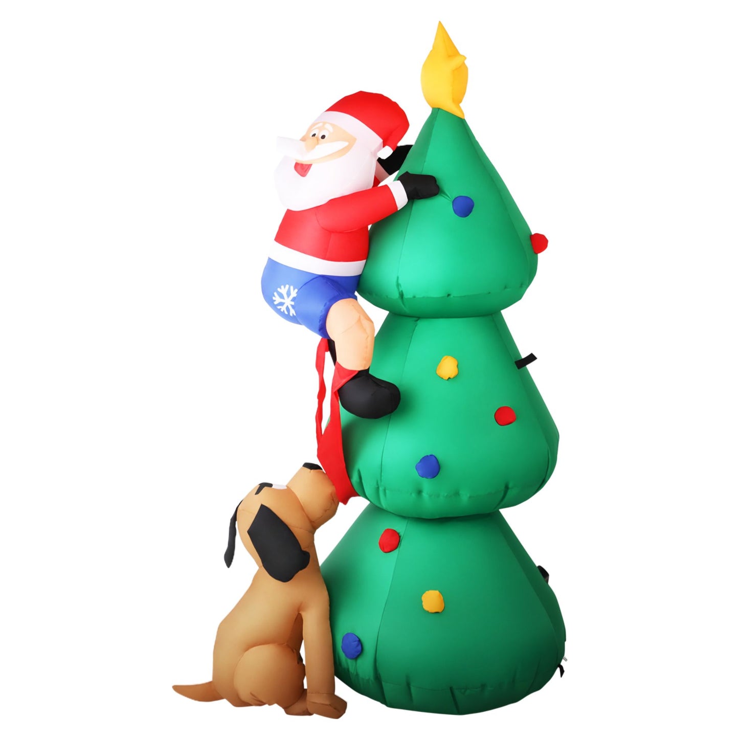 Christmas Inflatable Santa on Tree - 1.8M Xmas Decor with Lights
