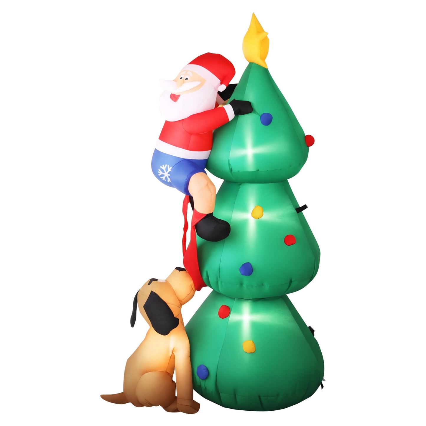 Christmas Inflatable Santa on Tree - 1.8M Xmas Decor with Lights