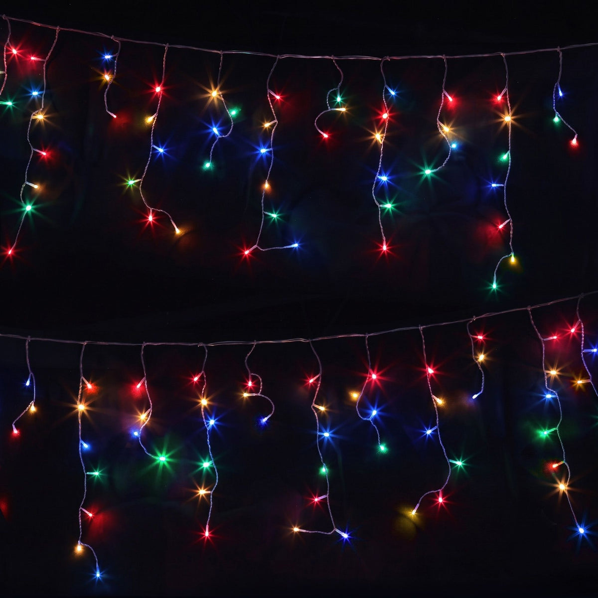 Christmas Icicle Lights 500 LED Solar Powered 20M Outdoor Fairy String - Multicolour