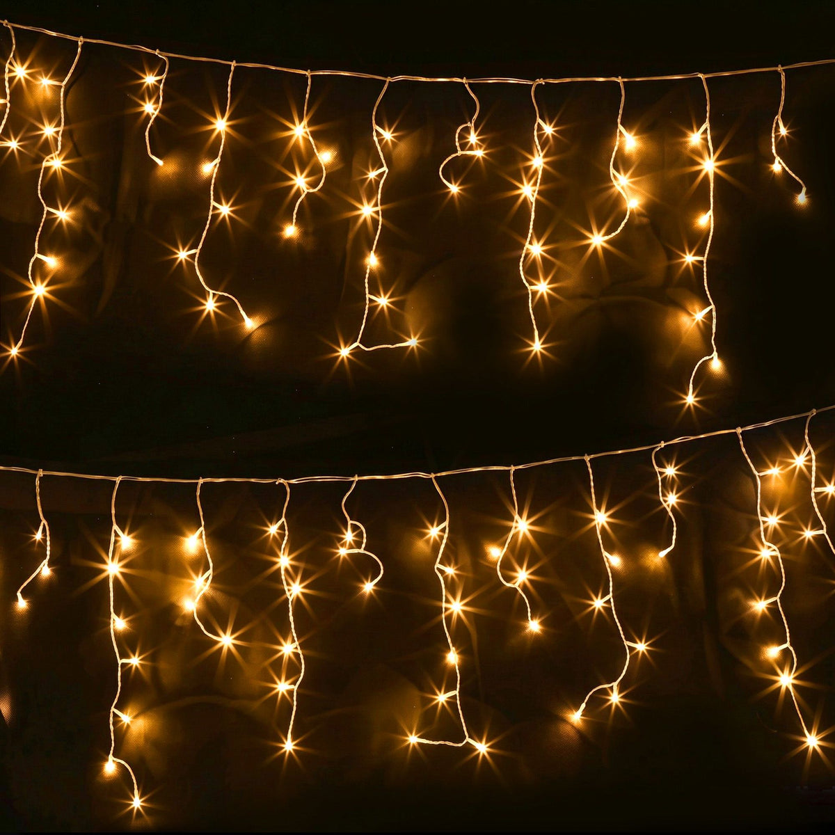 Christmas Icicle Lights 500 LED Solar Powered 20M Outdoor Fairy String - Warm White