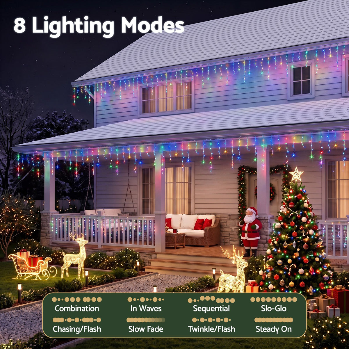 Christmas Icicle Lights 800 LED - Multicolour