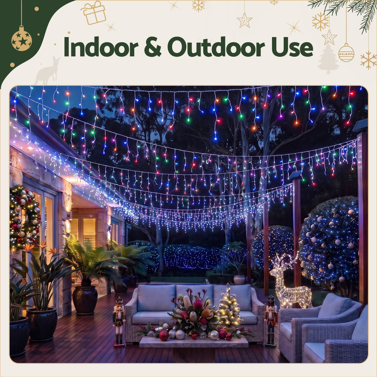 Christmas Icicle Lights 800 LED - Multicolour