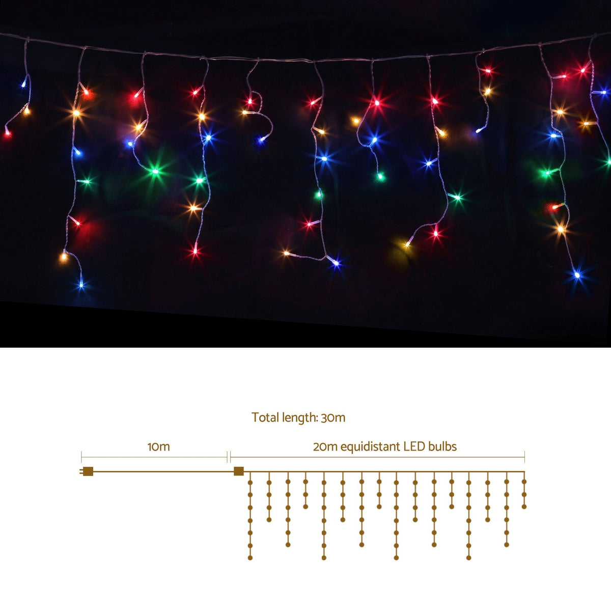 Christmas Icicle Lights 800 LED - Multicolour