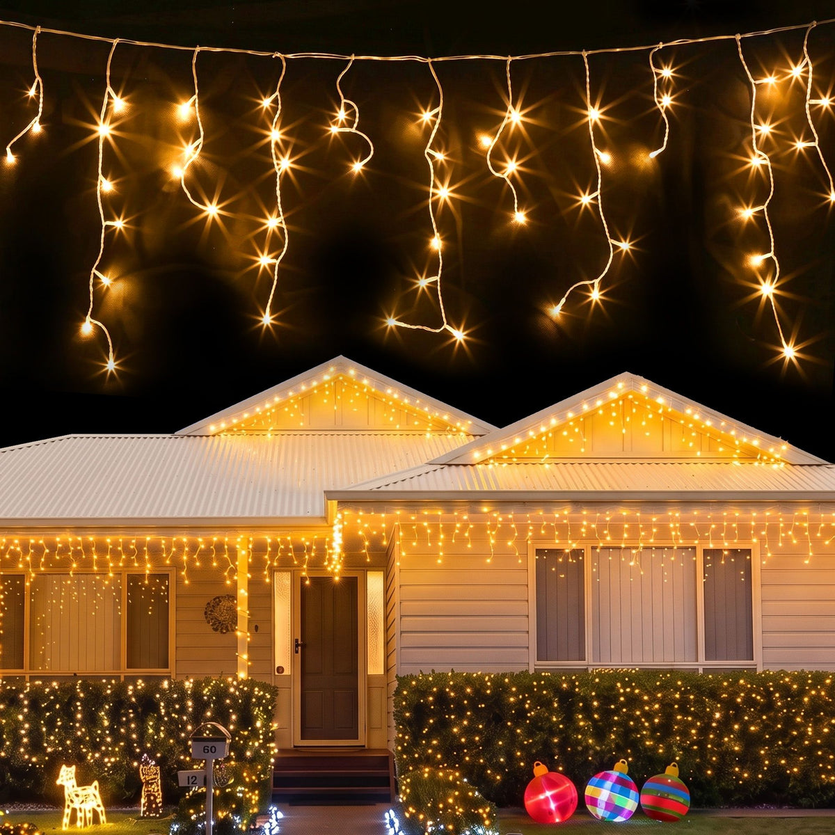 Christmas Icicle Lights 800 LED - Warm White
