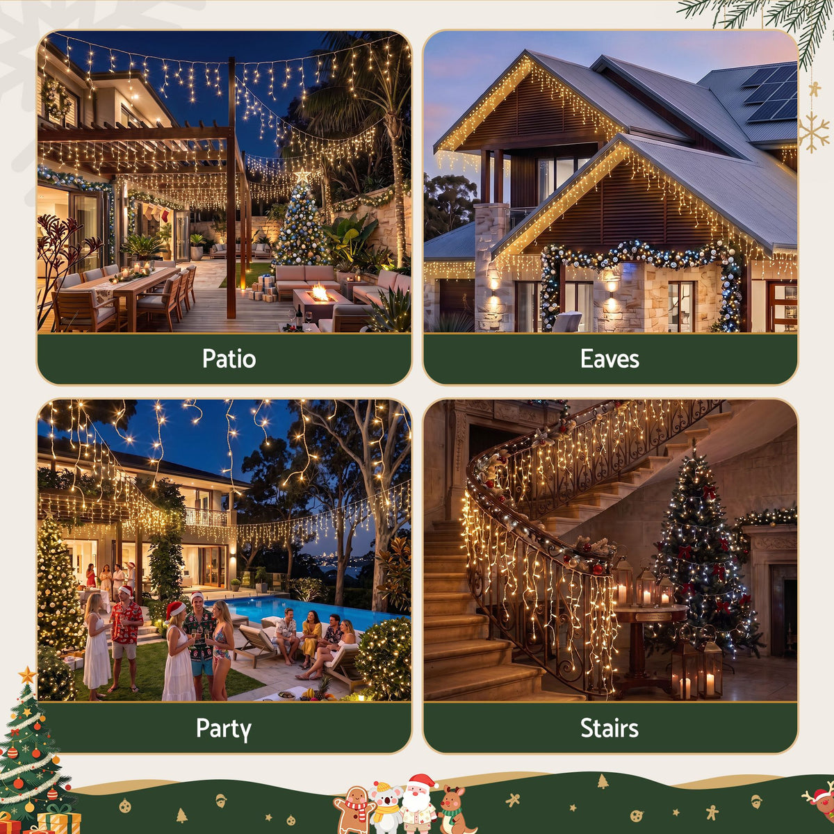 Christmas Icicle Lights 800 LED - Warm White