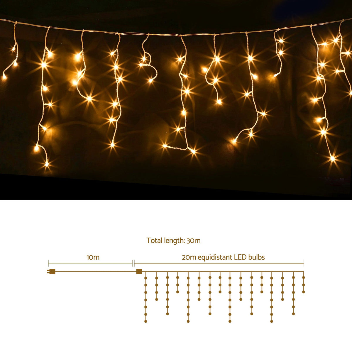 Christmas Icicle Lights 800 LED - Warm White