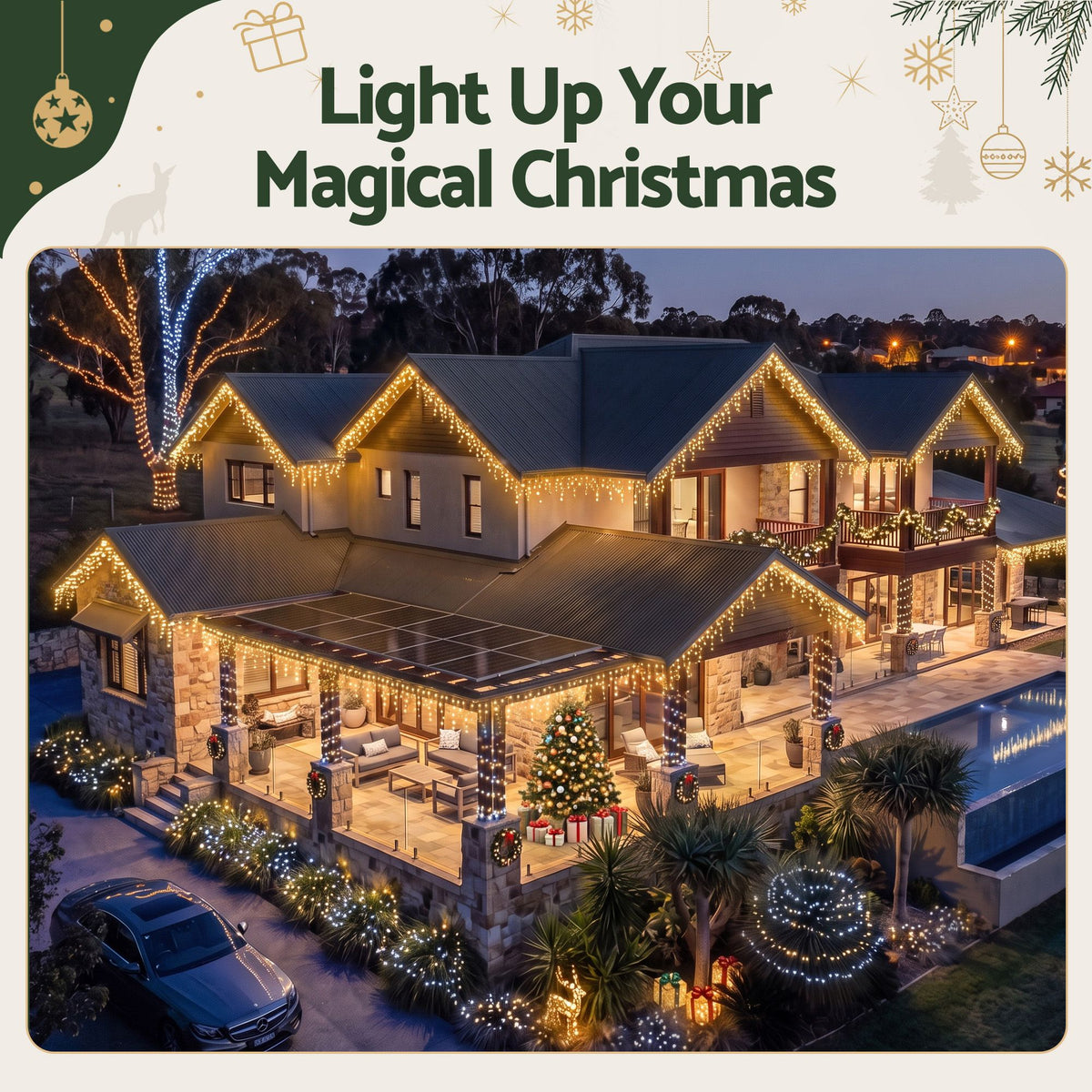 Christmas Icicle Lights 800 LED - Warm White