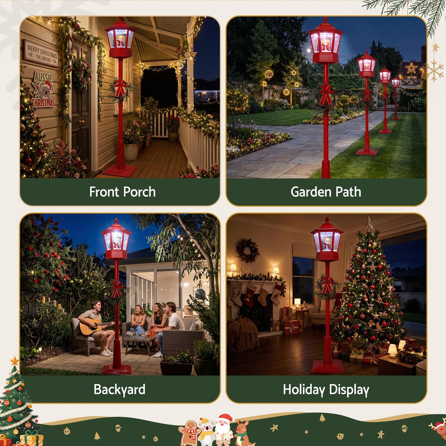 Christmas Lights 180cm Post Lamp 18 LED Fairy Light Decorations