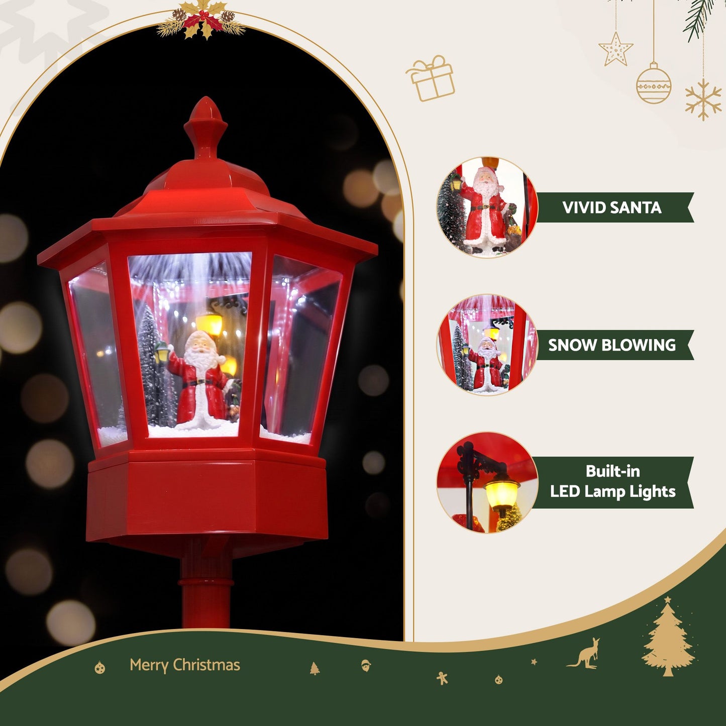 Christmas Lights 180cm Post Lamp 18 LED Fairy Light Decorations
