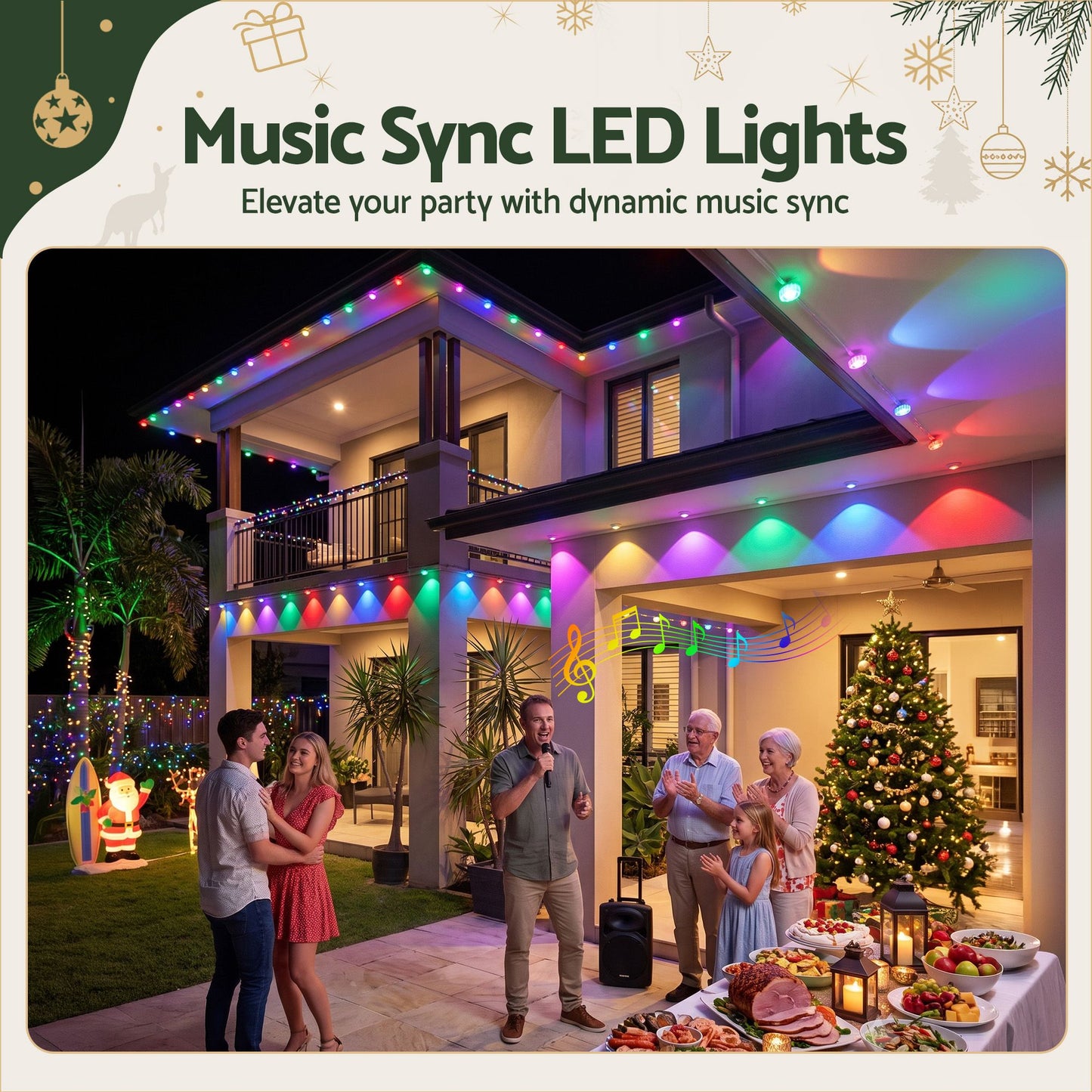 Jingle Jollys 15M Christmas Lights Permanent String Eaves Light 36 LED Decoration